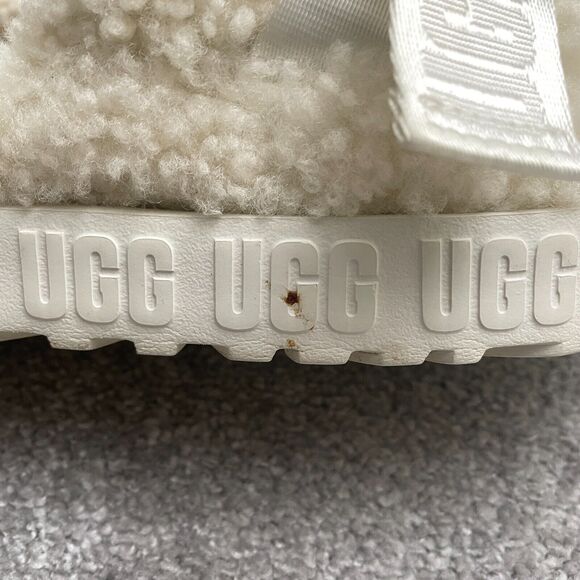 UGG Shearling Paltform Slippers Sandals Womens 8 Cream Lamb Skin Treadlite Wool - Picture 8 of 13